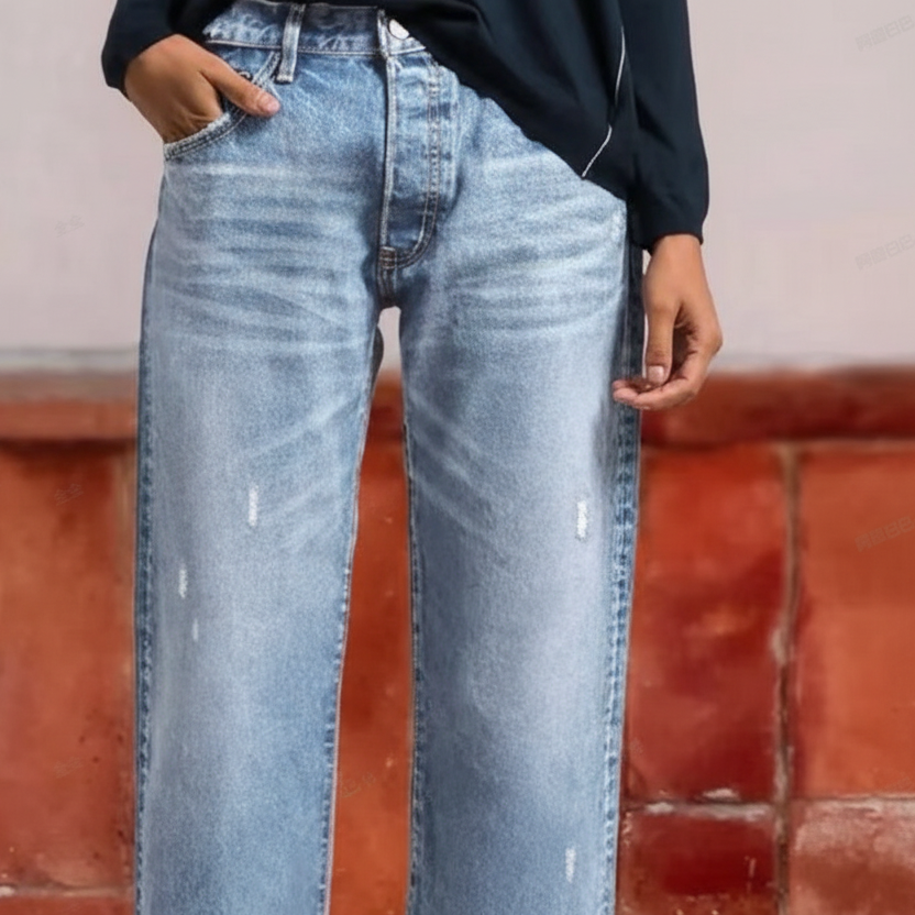Aberjean™ | Vintage-Inspired Cropped Straight Leg Jeans