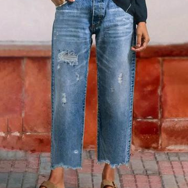 Aberjean™ | Vintage-Inspired Cropped Straight Leg Jeans