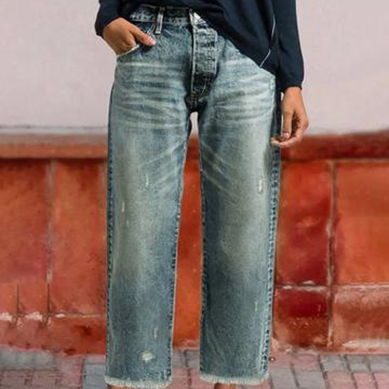Aberjean™ | Vintage-Inspired Cropped Straight Leg Jeans