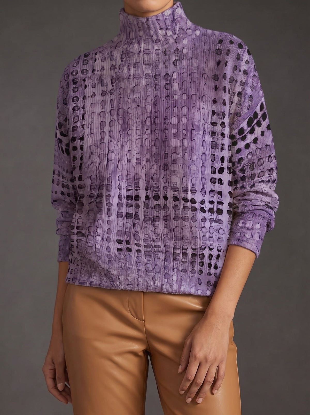 Yenta | Lavender Lattice Turtleneck